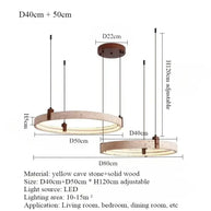 Cave Stone Ring Pendant Chandelier – Polished Steel & Yellow Stone Finish-MinimalisticDecor.com