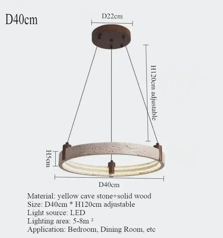 Cave Stone Ring Pendant Chandelier – Polished Steel &amp; Yellow Stone Finish-MinimalisticDecor.com