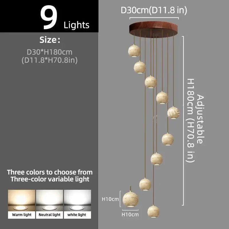 Ceramic Globe LED Staircase Chandelier Pendant Light-MinimalisticDecor.com