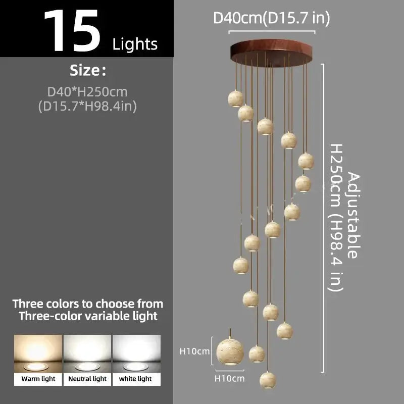 Ceramic Globe LED Staircase Chandelier Pendant Light-MinimalisticDecor.com