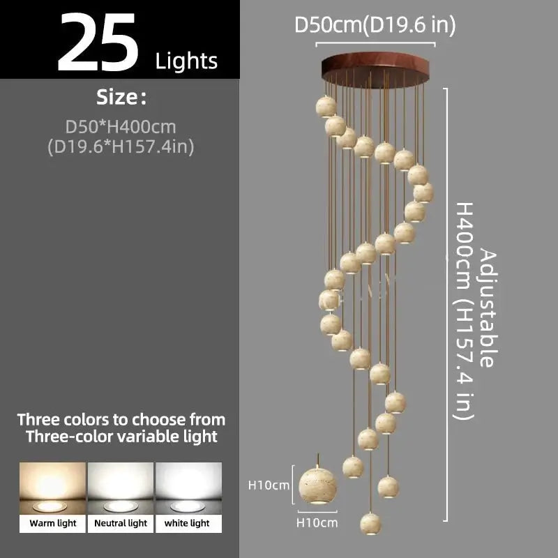 Ceramic Globe LED Staircase Chandelier Pendant Light-MinimalisticDecor.com