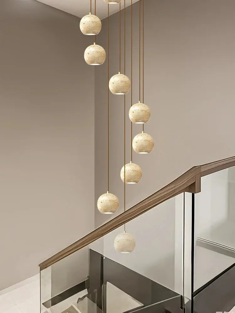 Ceramic Globe LED Staircase Chandelier Pendant Light-MinimalisticDecor.com