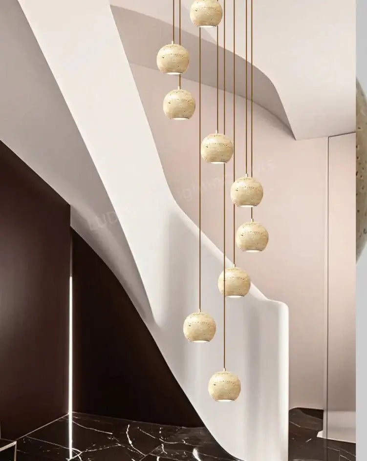 Ceramic Globe LED Staircase Chandelier Pendant Light-MinimalisticDecor.com