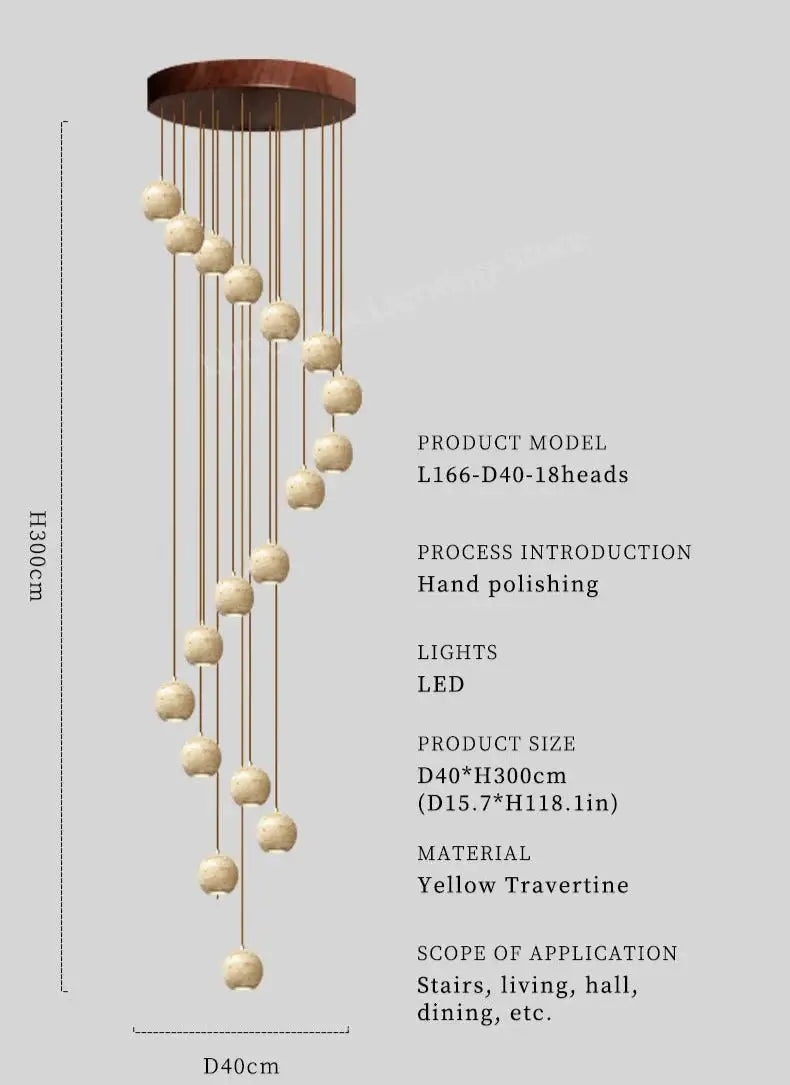 Ceramic Globe LED Staircase Chandelier Pendant Light-MinimalisticDecor.com