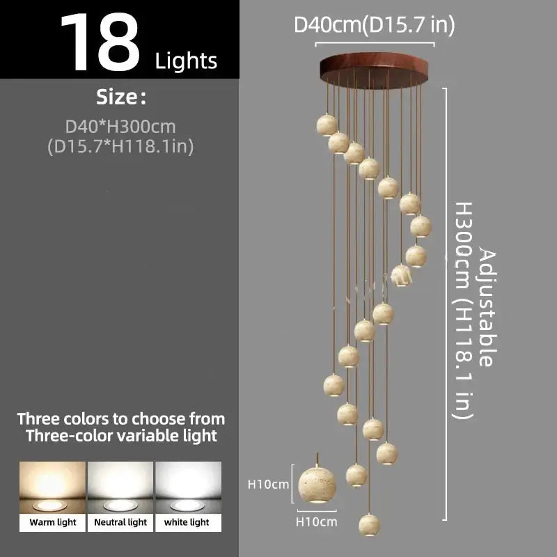 Ceramic Globe LED Staircase Chandelier Pendant Light-MinimalisticDecor.com