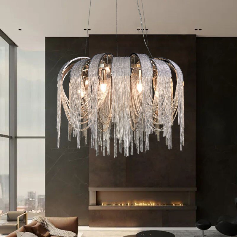 Chain Chandelier: Elegant Lighting Fixture for Modern Spaces-MinimalisticDecor.com