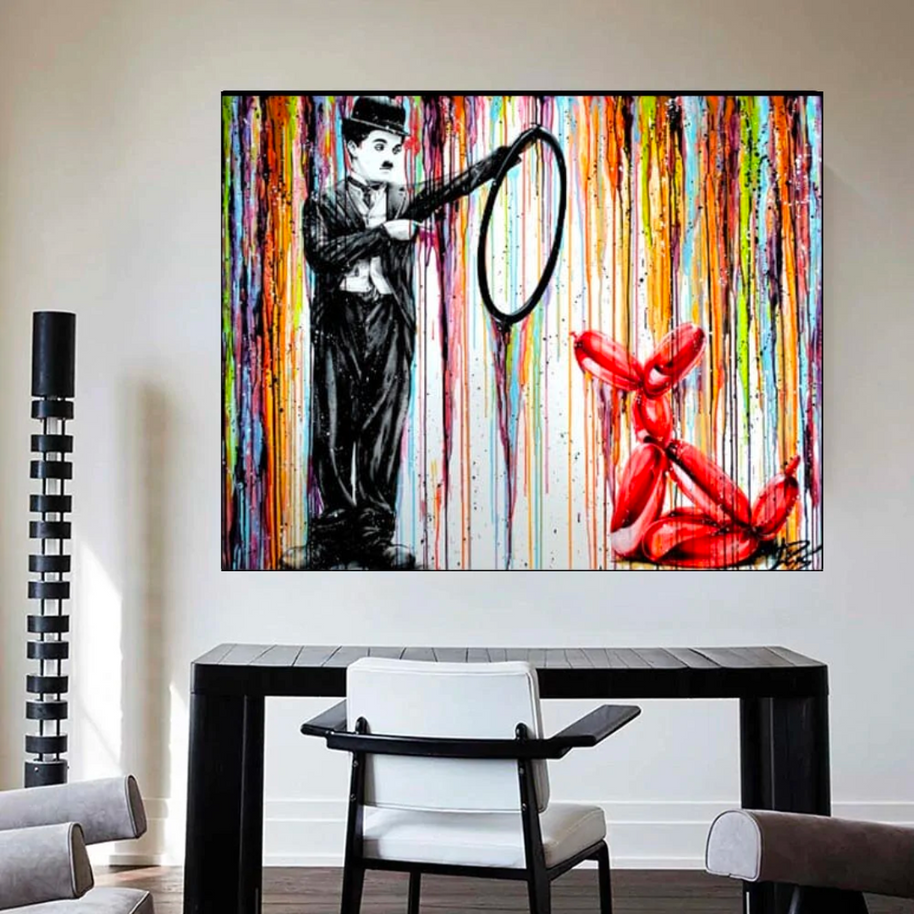 Chaplin Charlie playing Canvas Wall Art-MinimalisticDecor.com