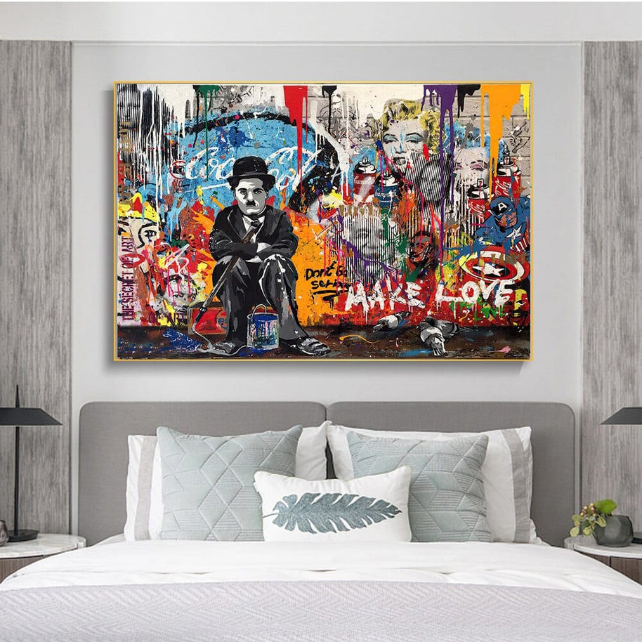 Charlie Chaplin Graffiti Wall Art Canvas Painting Poster-MinimalisticDecor.com