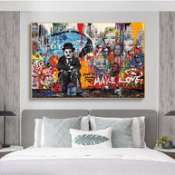 Charlie Chaplin Graffiti Wall Art Canvas Painting Poster-MinimalisticDecor.com