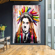 Charlie Chaplin Red Indian Canvas Wall Art-MinimalisticDecor.com