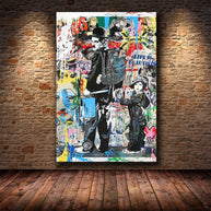 Charlie Chaplin Wall Art Canvas Painting Poster-MinimalisticDecor.com
