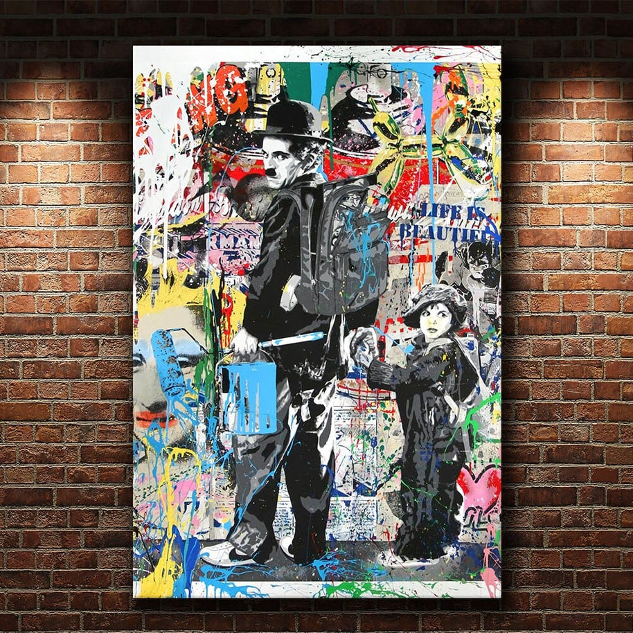 Charlie Chaplin Wall Art Canvas Painting Poster-MinimalisticDecor.com