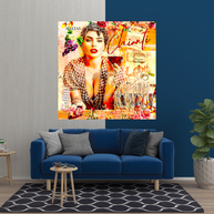 Chianti Dievole Girl With Wine Canvas Wall Art-MinimalisticDecor.com