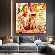 Chianti Dievole Girl With Wine Canvas Wall Art-MinimalisticDecor.com