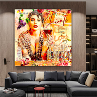 Chianti Dievole Girl With Wine Canvas Wall Art-MinimalisticDecor.com