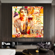 Chianti Dievole Girl With Wine Canvas Wall Art-MinimalisticDecor.com