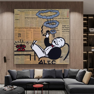 Cigar Hoops: Mr Monopoly Canvas Wall Art-MinimalisticDecor.com