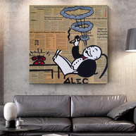 Cigar Hoops: Mr Monopoly Canvas Wall Art-MinimalisticDecor.com