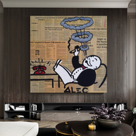 Cigar Hoops: Mr Monopoly Canvas Wall Art-MinimalisticDecor.com