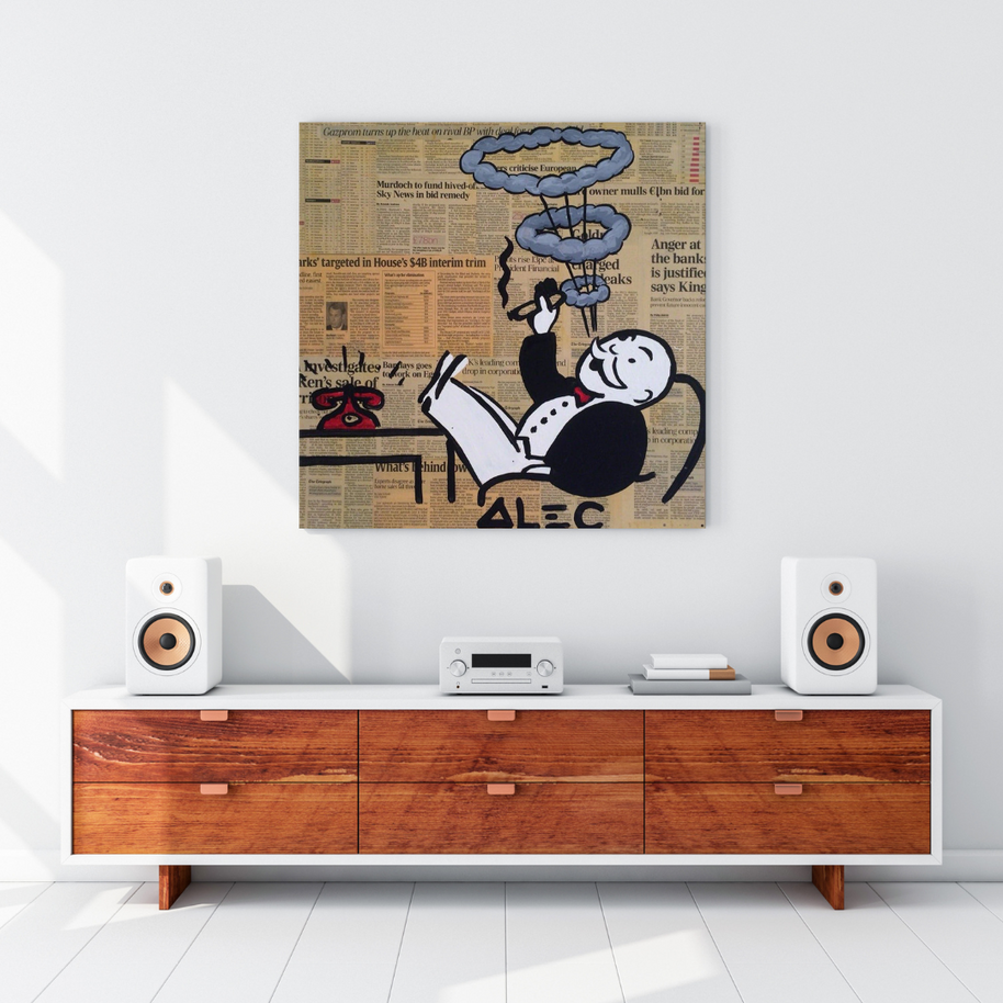 Cigar Hoops: Mr Monopoly Canvas Wall Art-MinimalisticDecor.com