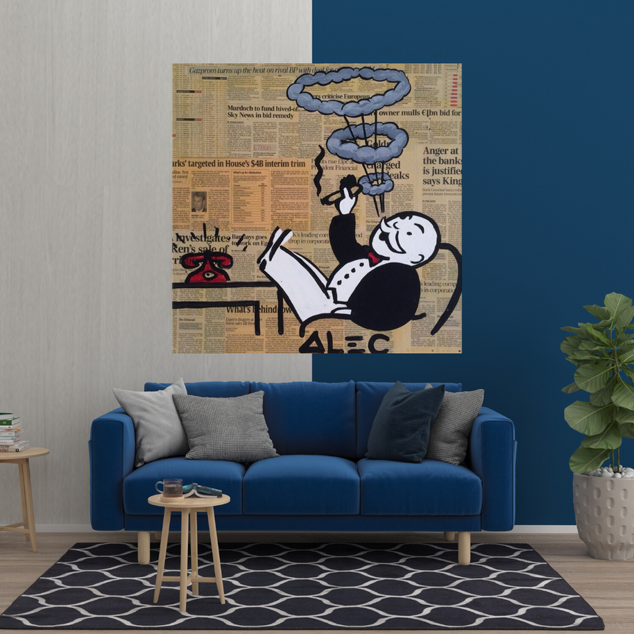 Cigar Hoops: Mr Monopoly Canvas Wall Art-MinimalisticDecor.com