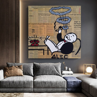 Cigar Hoops: Mr Monopoly Canvas Wall Art-MinimalisticDecor.com
