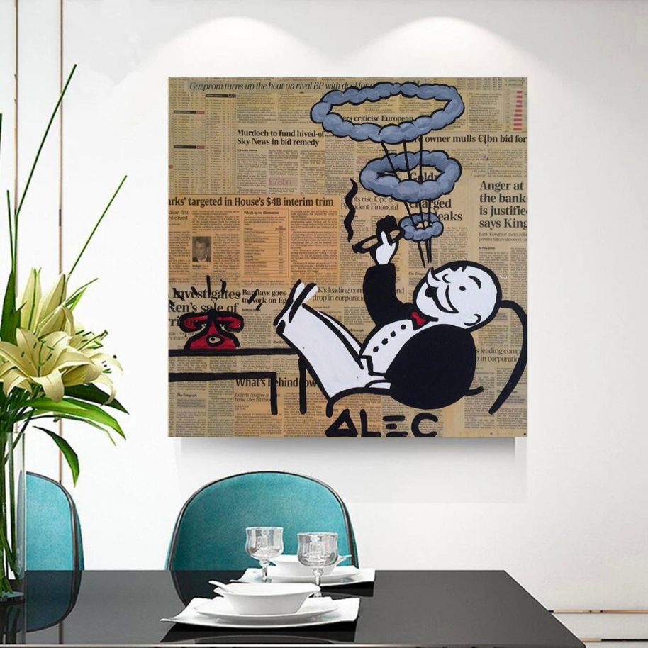 Cigar Hoops: Mr Monopoly Canvas Wall Art-MinimalisticDecor.com