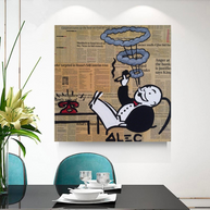 Cigar Hoops: Mr Monopoly Canvas Wall Art-MinimalisticDecor.com