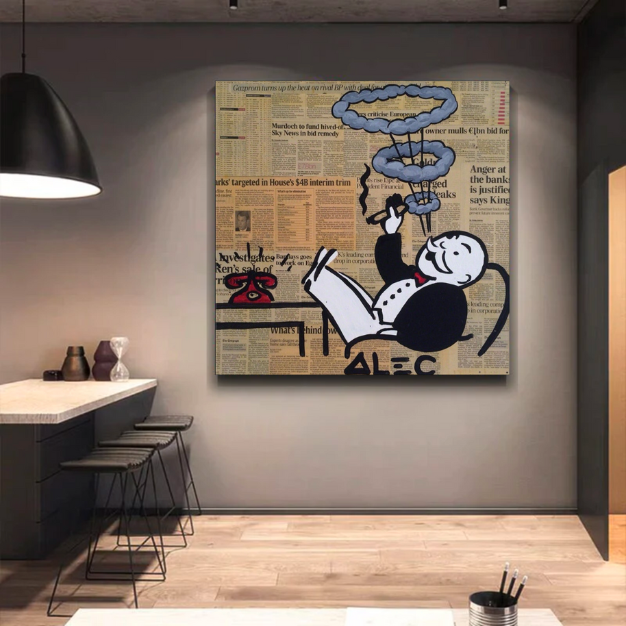 Cigar Hoops: Mr Monopoly Canvas Wall Art-MinimalisticDecor.com