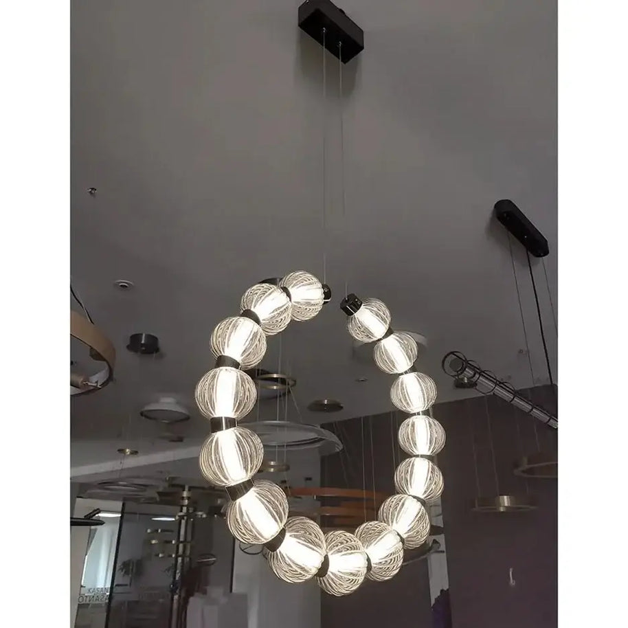 Circular Ring Chrome LED Pearl Chandelier-MinimalisticDecor.com