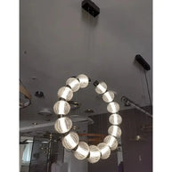 Circular Ring Chrome LED Pearl Chandelier-MinimalisticDecor.com
