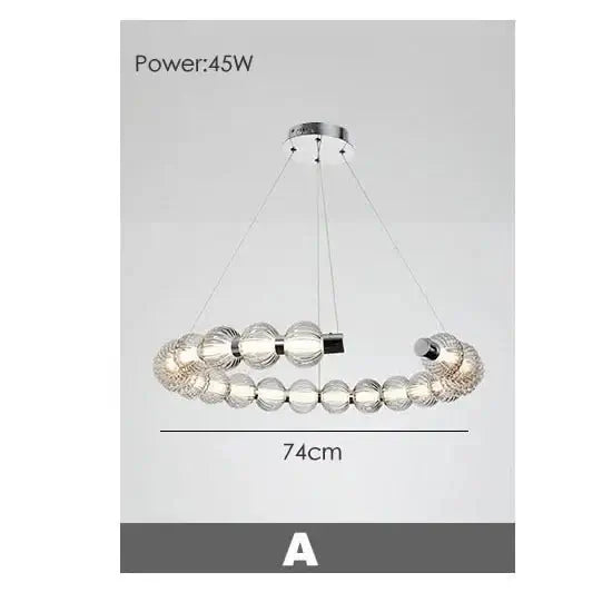Circular Ring Chrome LED Pearl Chandelier-MinimalisticDecor.com