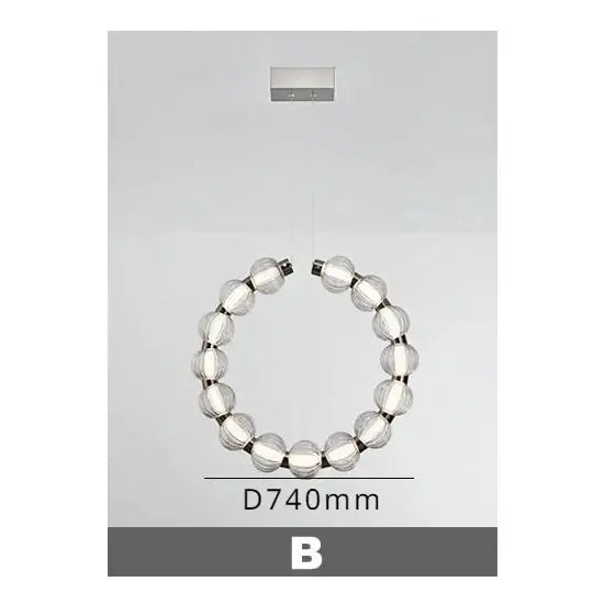 Circular Ring Chrome LED Pearl Chandelier-MinimalisticDecor.com