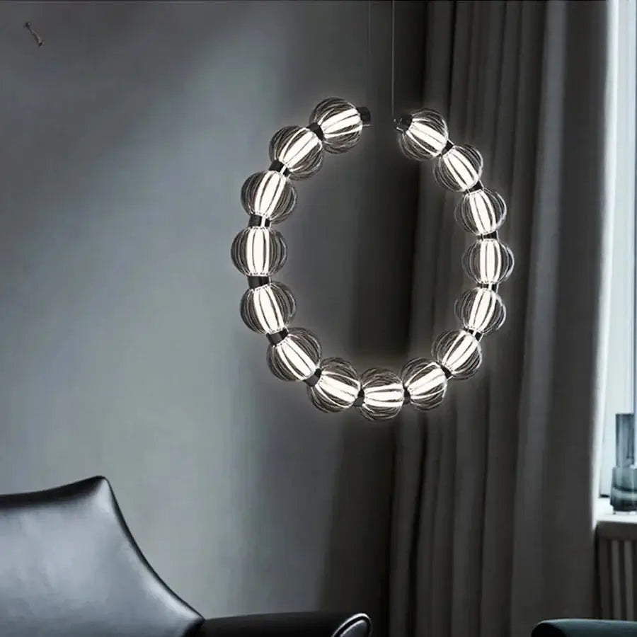 Circular Ring Chrome LED Pearl Chandelier-MinimalisticDecor.com