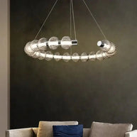 Circular Ring Chrome LED Pearl Chandelier-MinimalisticDecor.com