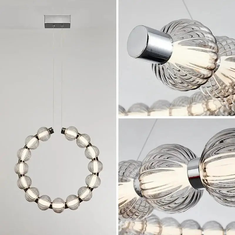 Circular Ring Chrome LED Pearl Chandelier-MinimalisticDecor.com
