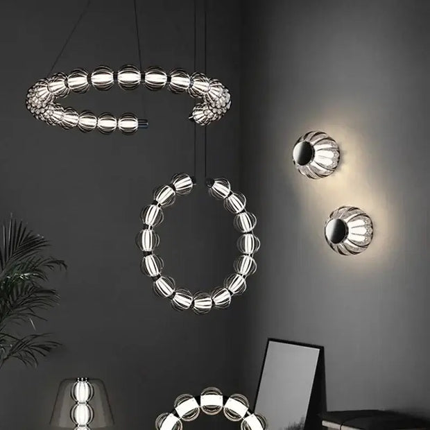 Circular Ring Chrome LED Pearl Chandelier-MinimalisticDecor.com