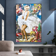 Classic Graffiti: Marilyn and Pink Panther Wall Art-MinimalisticDecor.com
