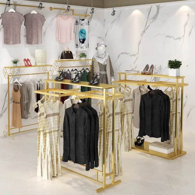 Clothing Display Floor Mounted Double Shelfs-MinimalisticDecor.com