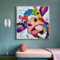 Colourful Cow Head Canvas Wall Art-MinimalisticDecor.com