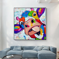 Colourful Cow Head Canvas Wall Art-MinimalisticDecor.com