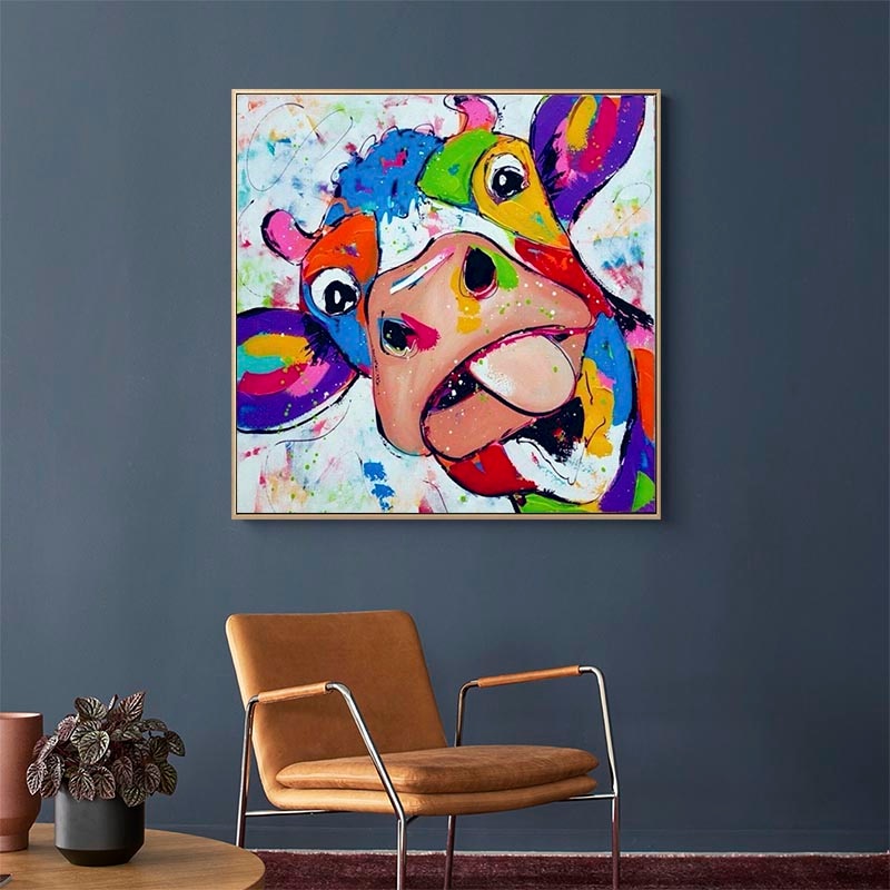 Colourful Cow Head Canvas Wall Art-MinimalisticDecor.com