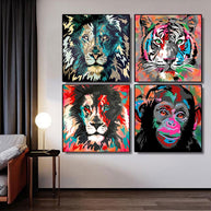 Colourful Monkey Lion Canvas Wall Art-MinimalisticDecor.com