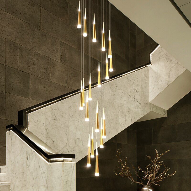 Cone Tubes Staircase Chandelier-MinimalisticDecor.com
