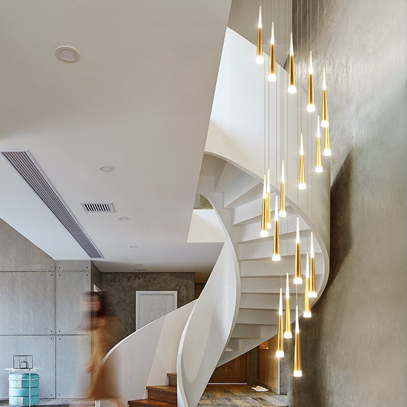 Cone Tubes Staircase Chandelier-MinimalisticDecor.com