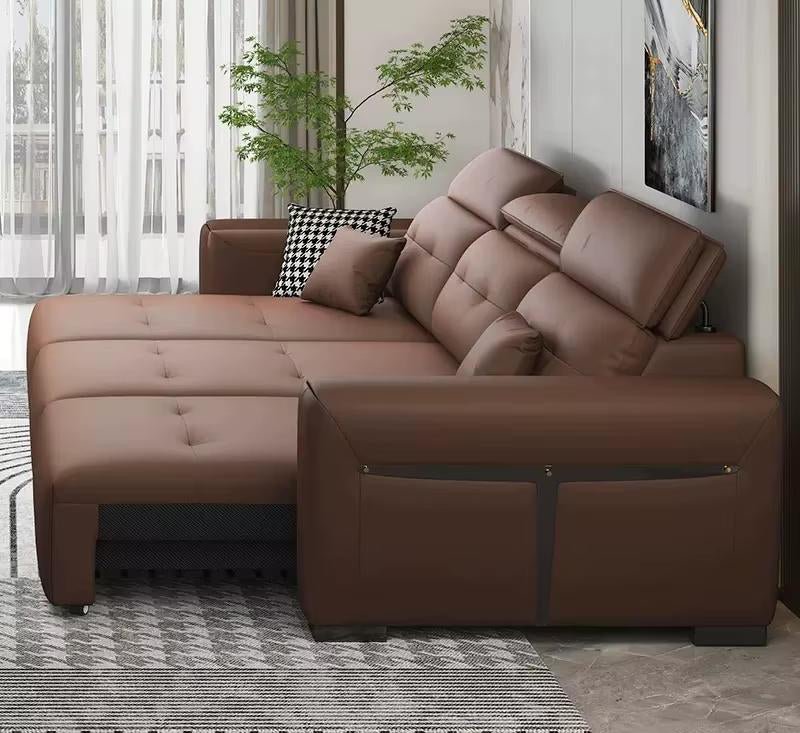 Convertible Sofa Bed - Multifunctional Leather Sofa Set-MinimalisticDecor.com