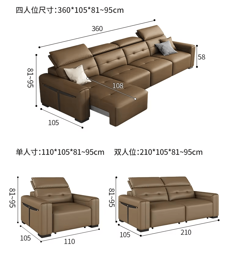 Convertible Sofa Bed - Multifunctional Leather Sofa Set-MinimalisticDecor.com