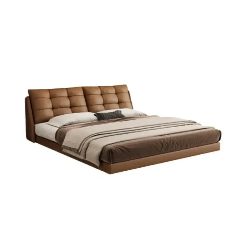 Cowhide Leather Cama Bed Frame-MinimalisticDecor.com