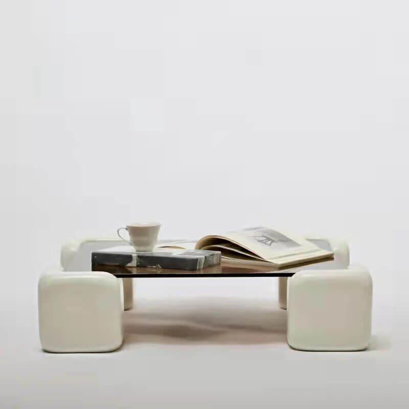 Crystal Clear Pine Wood Square Coffee Table-MinimalisticDecor.com