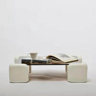 Crystal Clear Pine Wood Square Coffee Table-MinimalisticDecor.com
